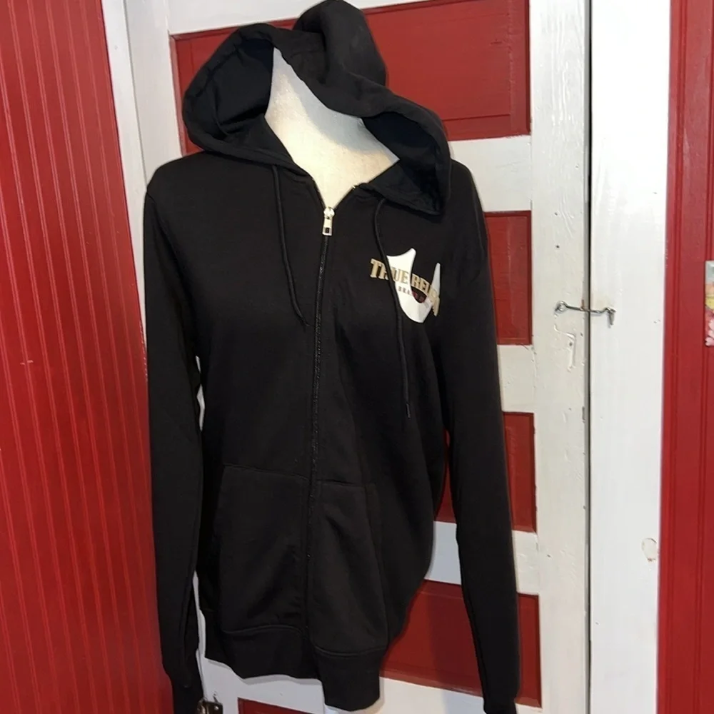 NWT True Religion Horseshoe Logo Zipper Hoodie Jacket Men’s Black M